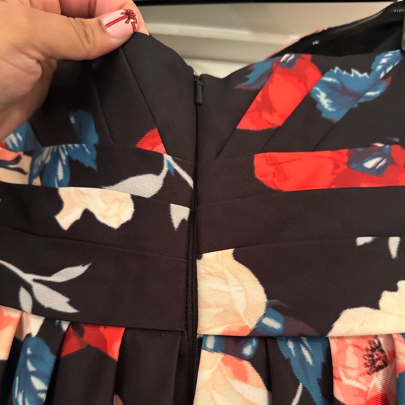 Semi Formal Dress Short Floral with Navy Blue Background - Picture 3 of 8